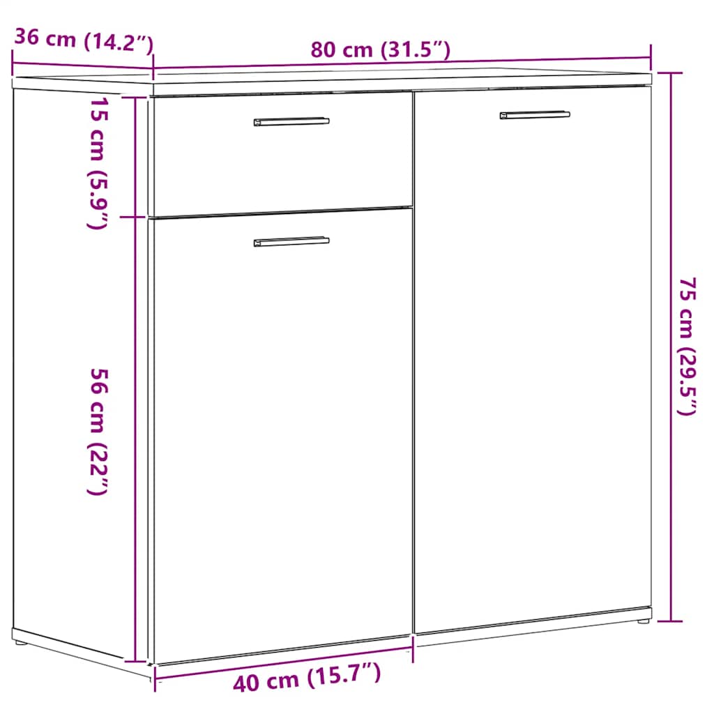 Sideboard Artisan Oak 80x36x75 cm Engineered Wood